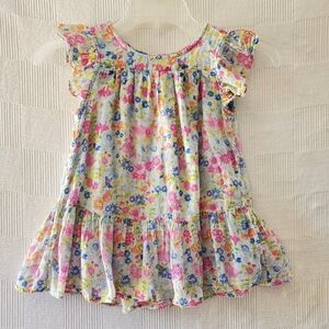 LoveShackFancy Girls Floral Ruffled Dress - Pink, Blue, Yellow